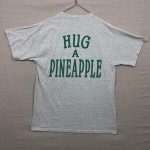 Vintage 90s Dole USA Made Hug a Pineapple Grey Graphic Tee Shirt